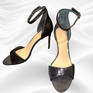 Jewel‎ Badgley Mischka Sequin Ankle Strap Stiletto Black Size 11 NWOB